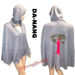 NWT Da-Nang Surplus Hooded Cashmere Wool Poncho Sweater